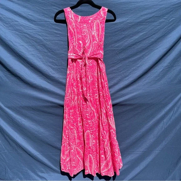 100% Cotton Talbots Petites size 8 petite Pink Paisley Maxi Dress natural fibers